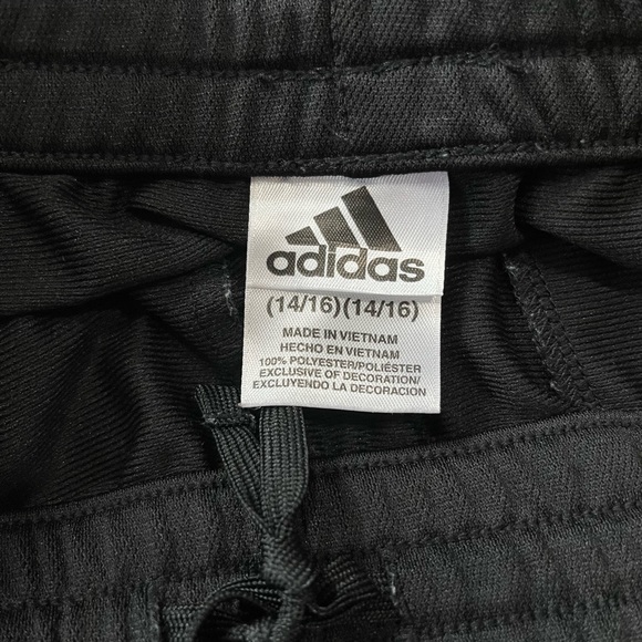Adidas Athletic Sweatpants Black w/ White Stripes Girls Size 14/16 L EUC - Picture 7 of 8